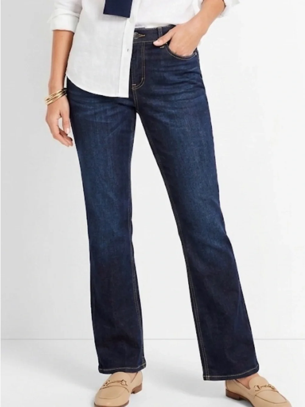 Talbots Flawless 5 Pocket Bootcut Jeans Dark Wash 12